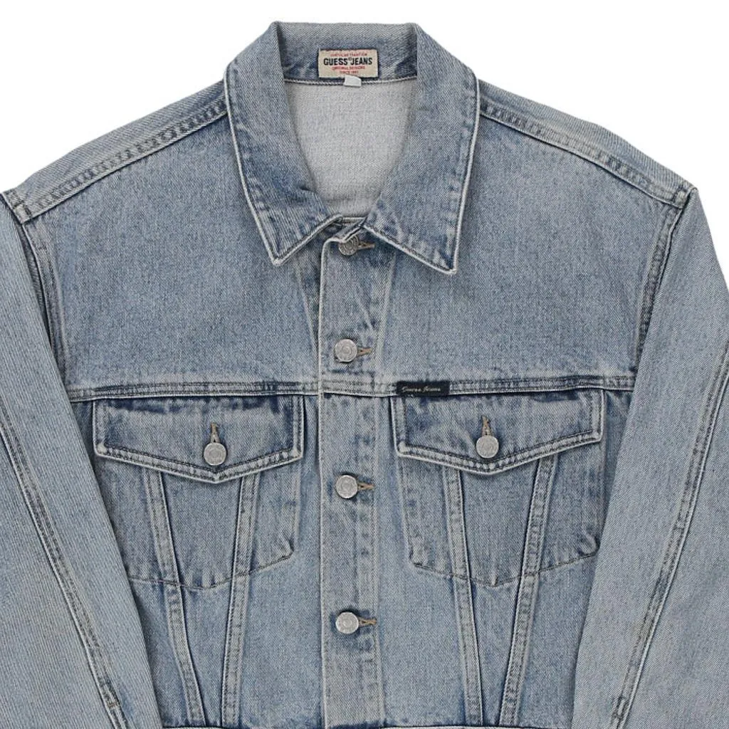 Guess Cropped Denim Jacket - Small Blue Cotton