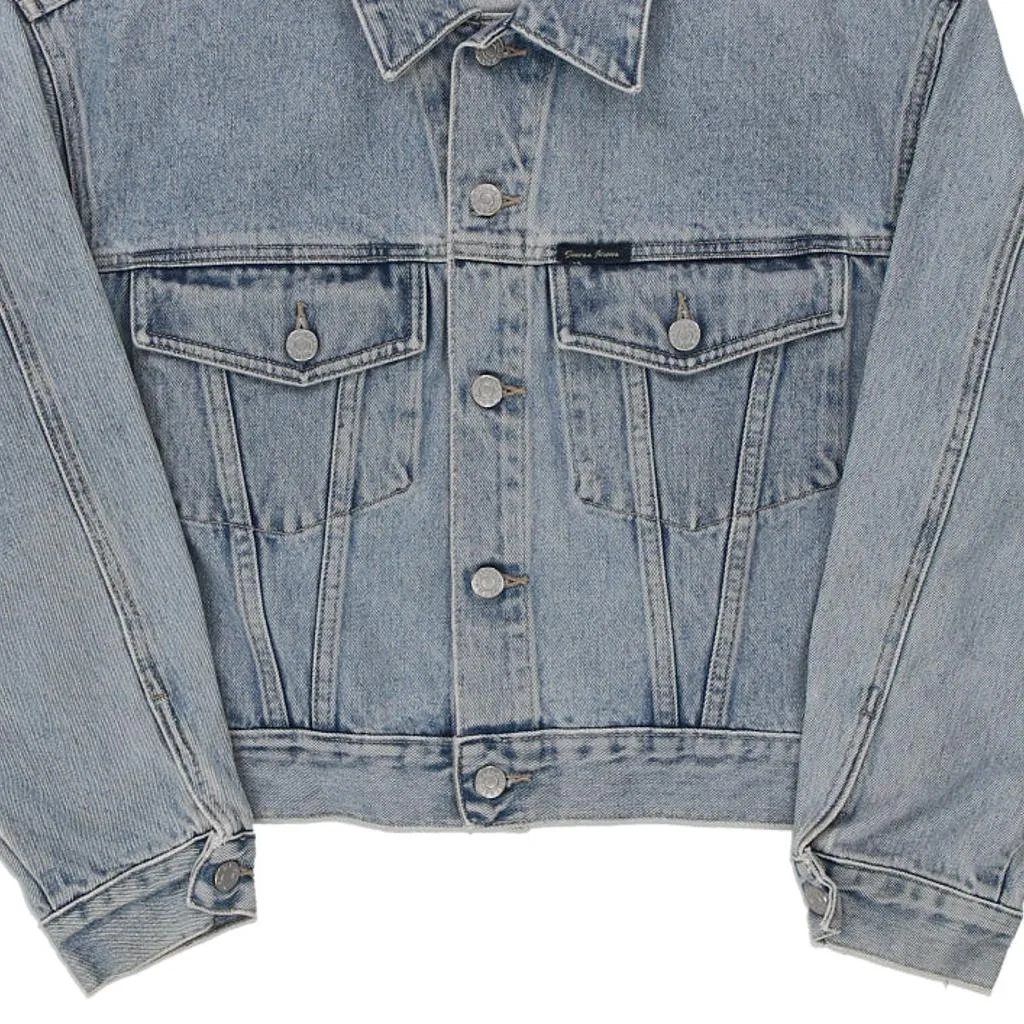 Guess Cropped Denim Jacket - Small Blue Cotton