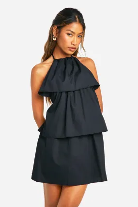 Halter Ruffle Cotton Poplin Romper