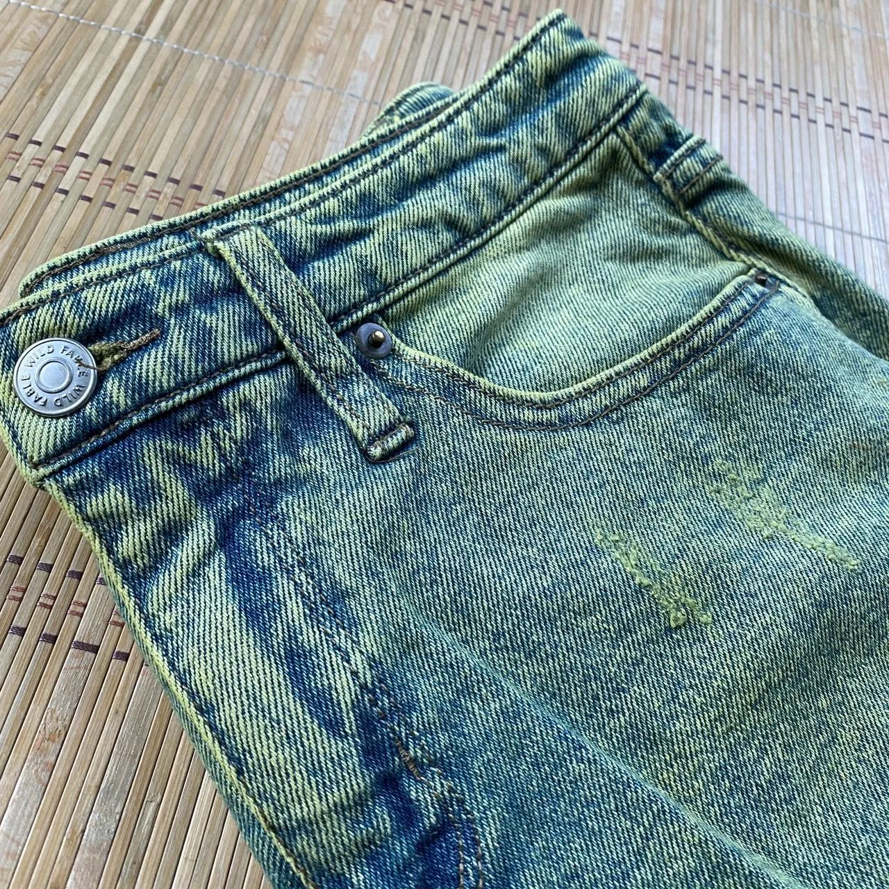 Hand Dyed Upcycled Distressed, High Rise "Mom" Style Jeans