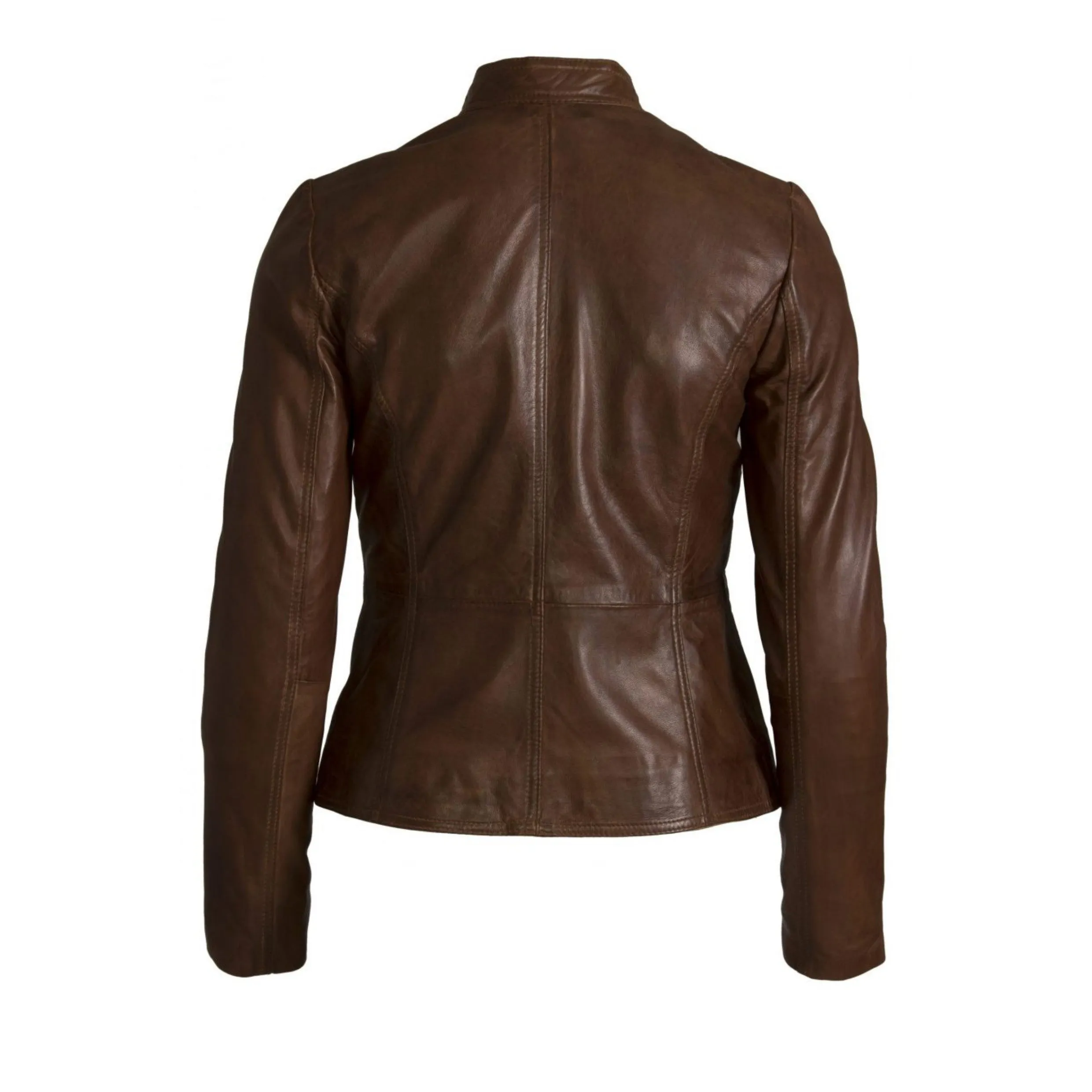 Helium Celine Real Leather Lamb Nappa Biker Jacket Dark Tan