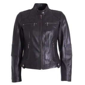 Helium Lamb Nappa Leather Jacket Biker Style Mia Chic - Black