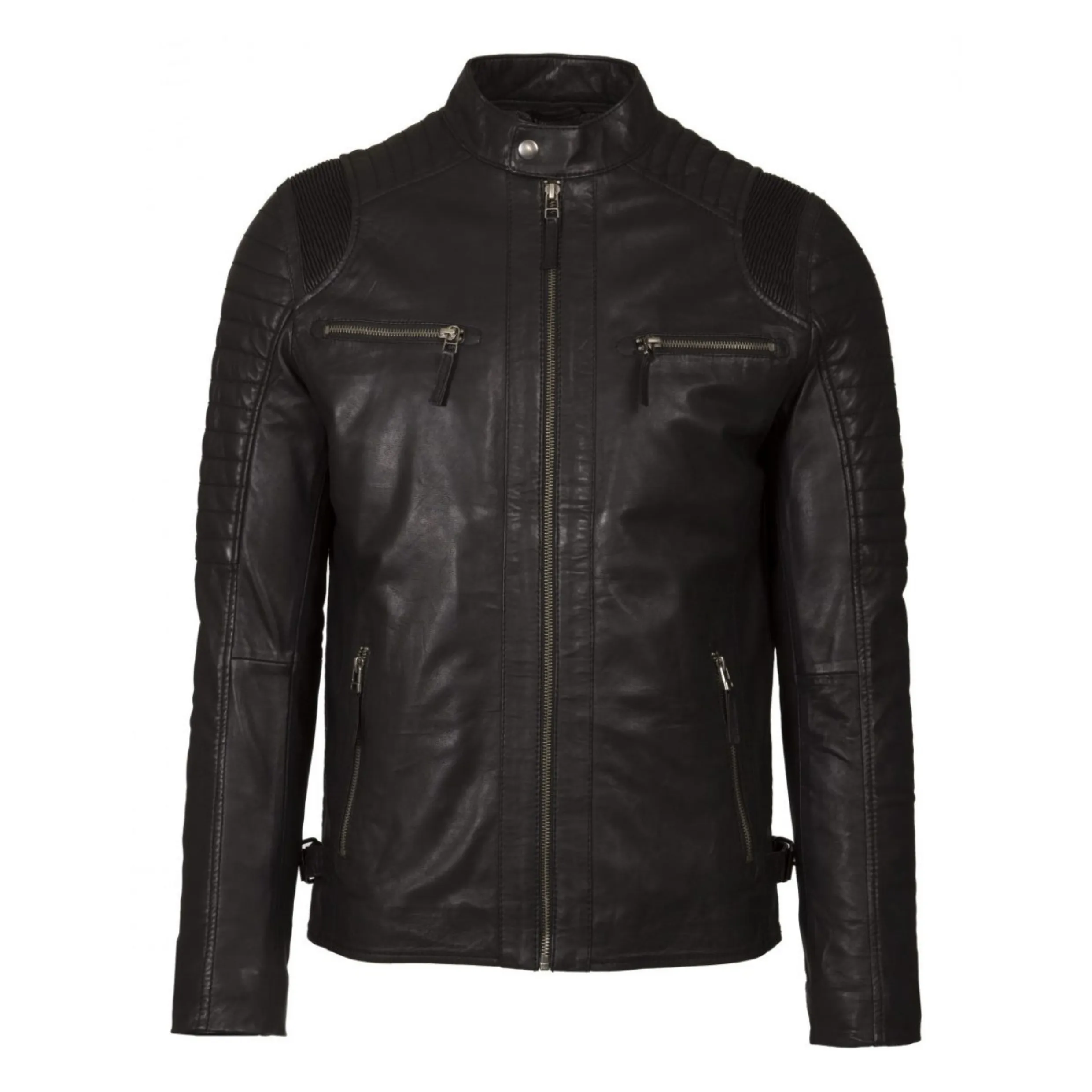 Helium Supersoft Nappa Leather Biker Jacket Paolo 5081 Black