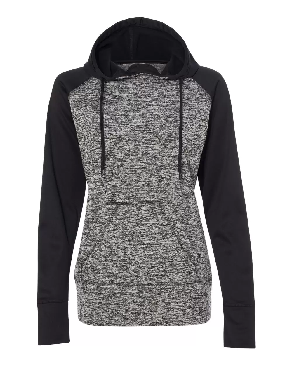 J America 8618 Women's  Colorblock Cosmic Fleece Hooded Pullover Sweatshirt SKU: 8618