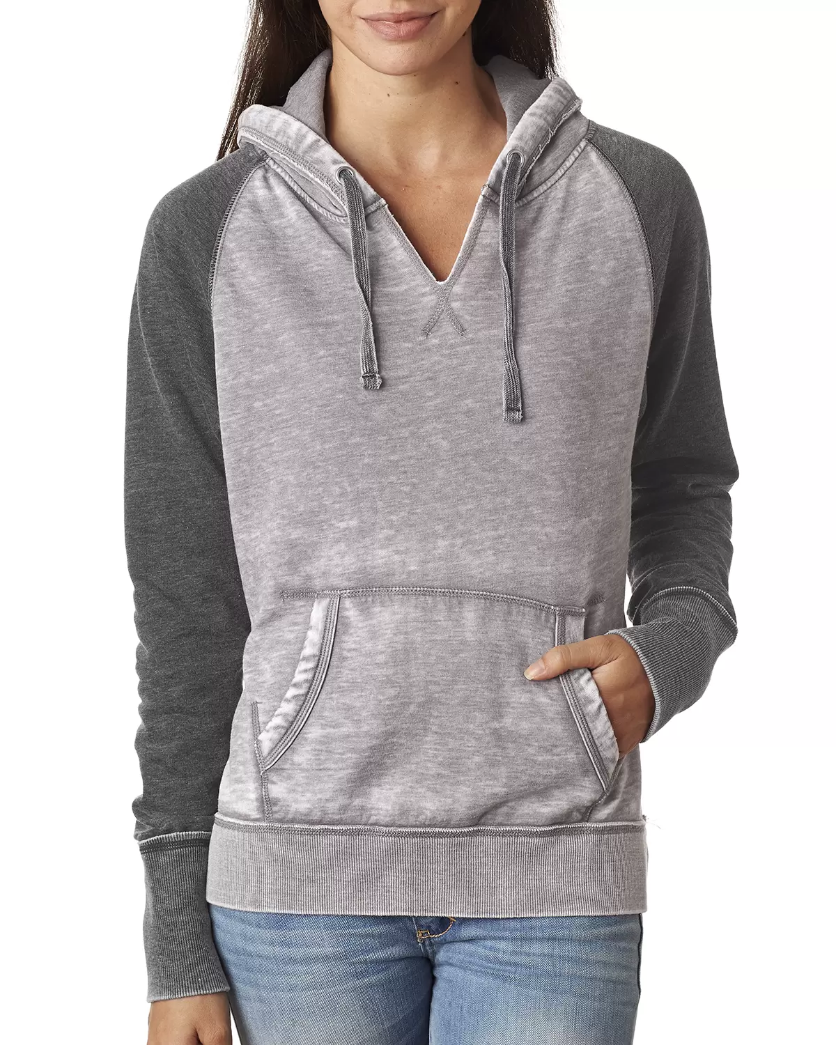 J America 8926 Women's Zen Fleece Raglan Hooded Sweatshirt SKU: 8926