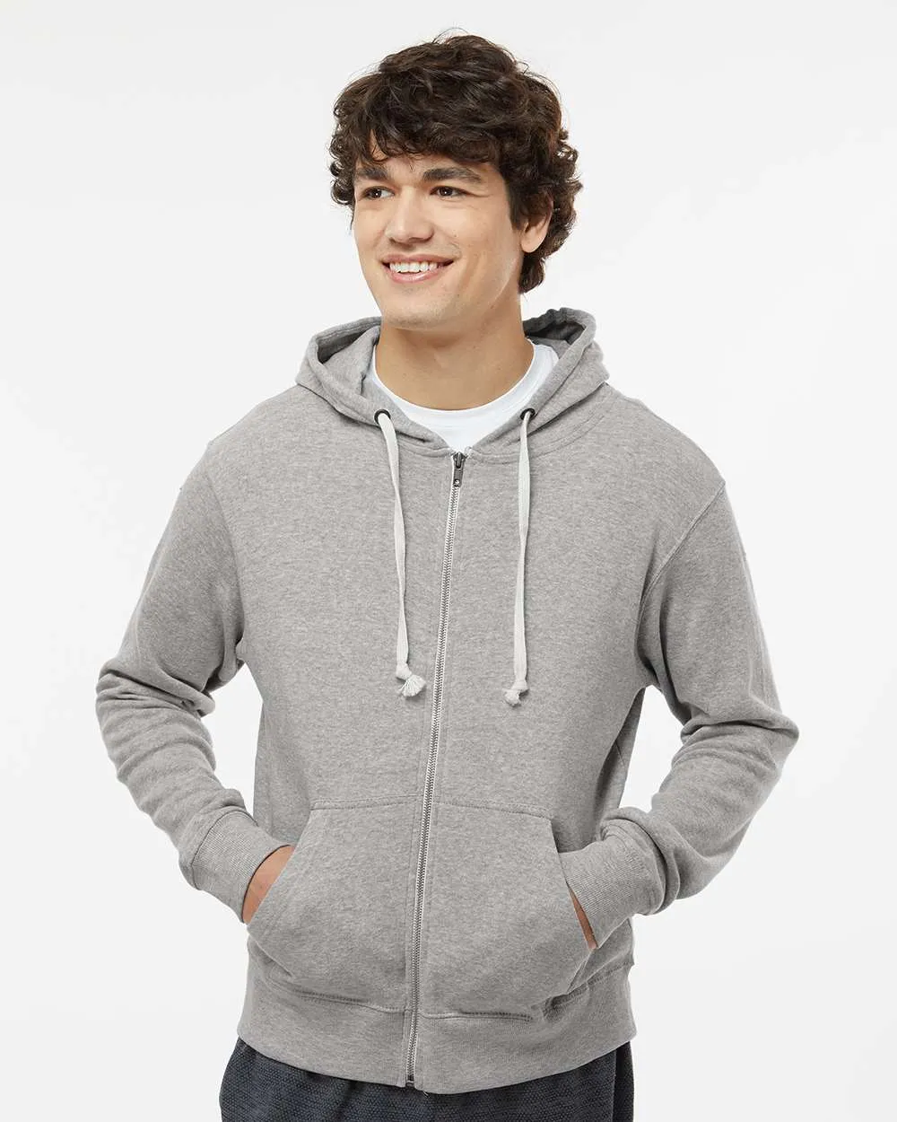 J8872 J-America Adult Tri-Blend Full-Zip Hooded Fleece SKU: J8872