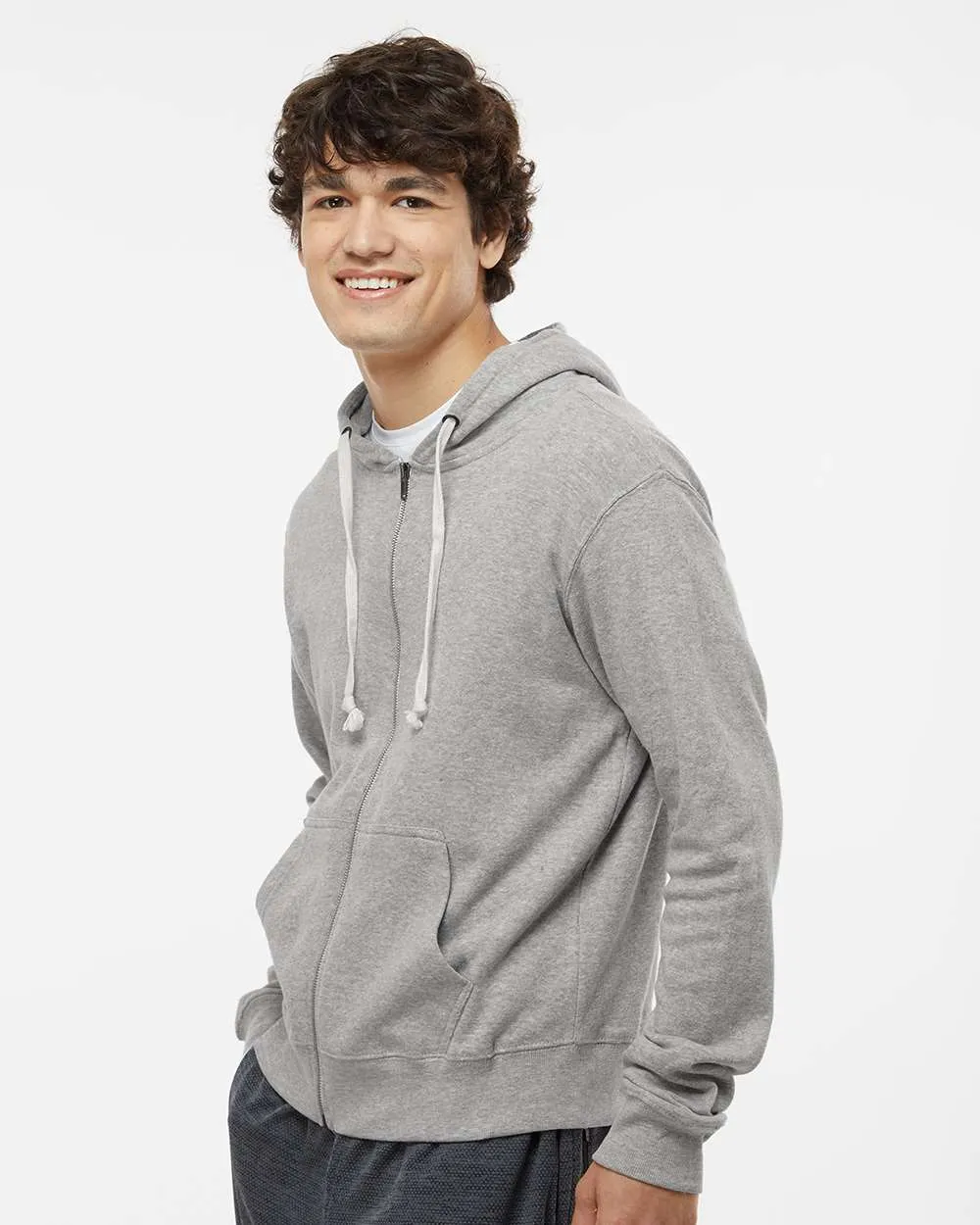 J8872 J-America Adult Tri-Blend Full-Zip Hooded Fleece SKU: J8872