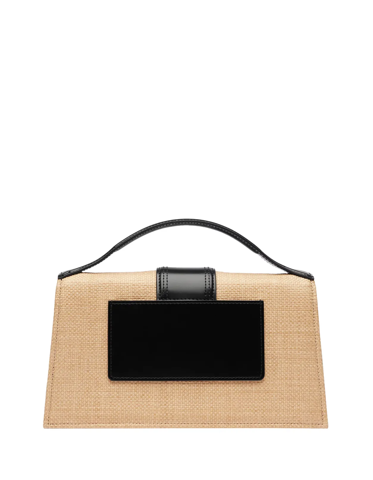 JACQUEMUS The Large Bambino Bag In Black Leather and Natural Raffia