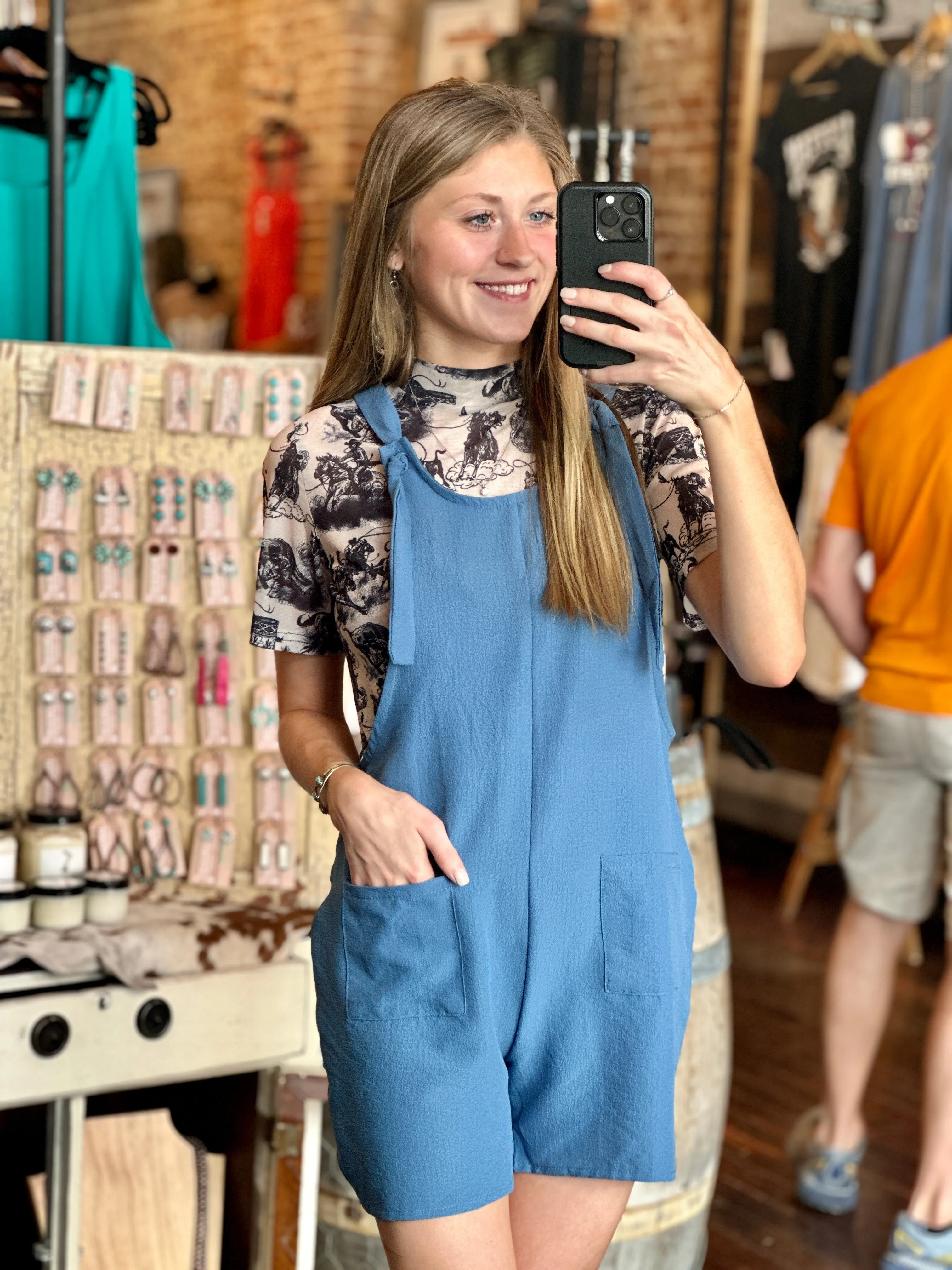 Jami Tie Top Romper [Powder Blue] ON SALE NOW 75% OFF 