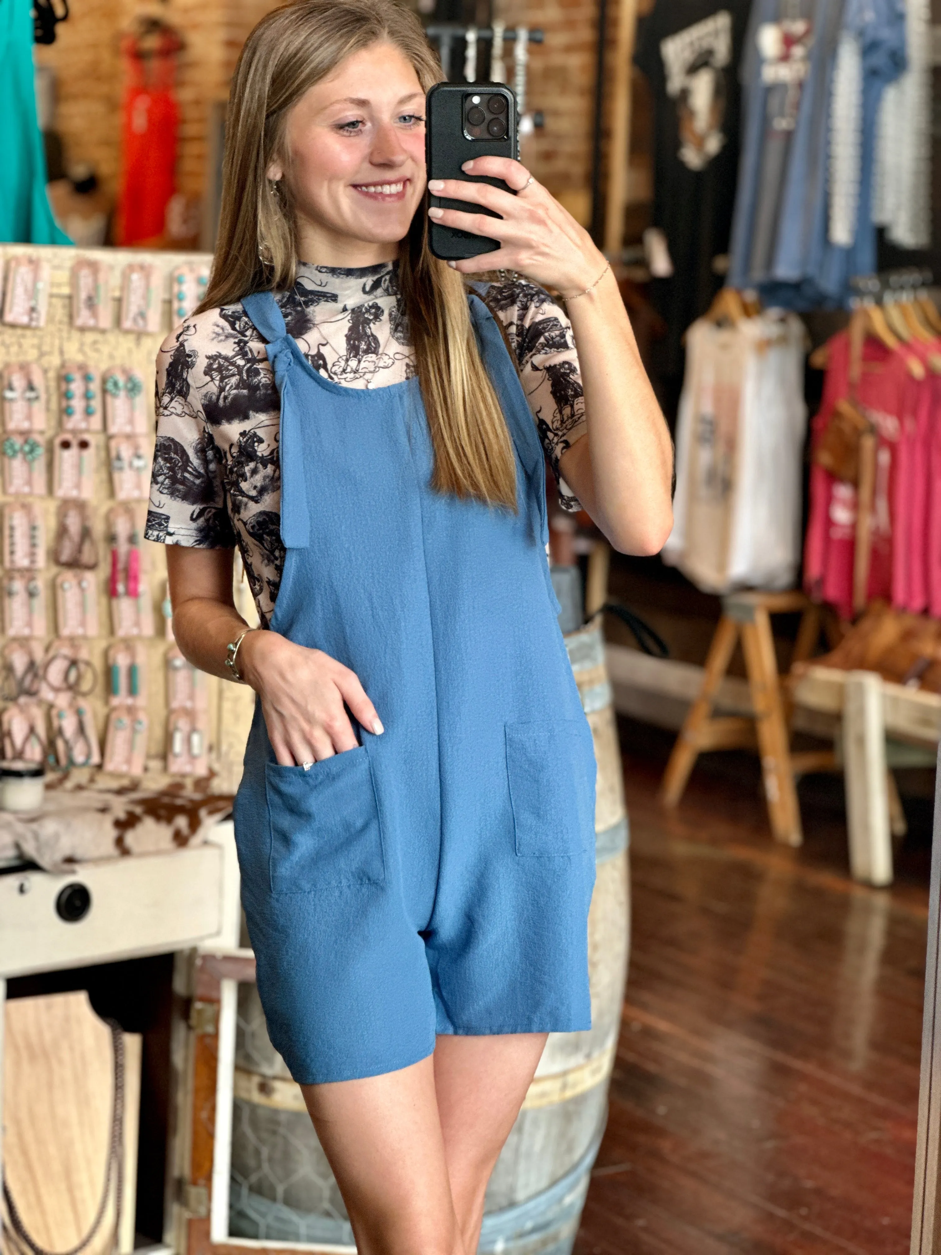 Jami Tie Top Romper [Powder Blue] ON SALE NOW 75% OFF 