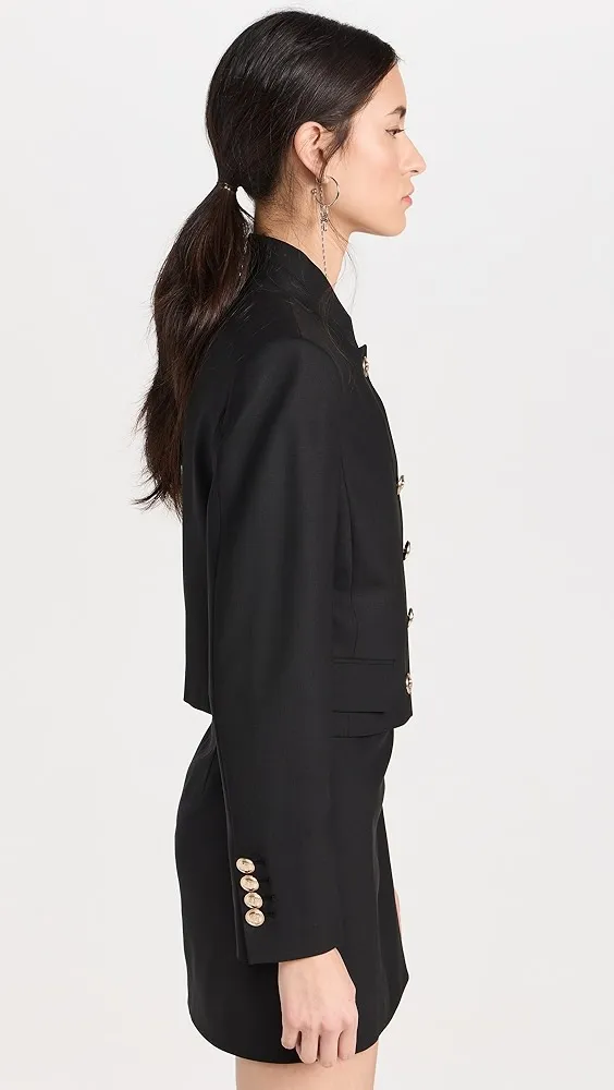 Juun. J   Wool Blended Standup Collar Cropped Jacket 