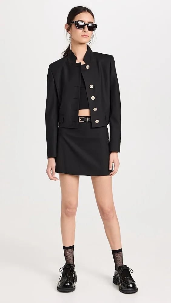 Juun. J   Wool Blended Standup Collar Cropped Jacket 