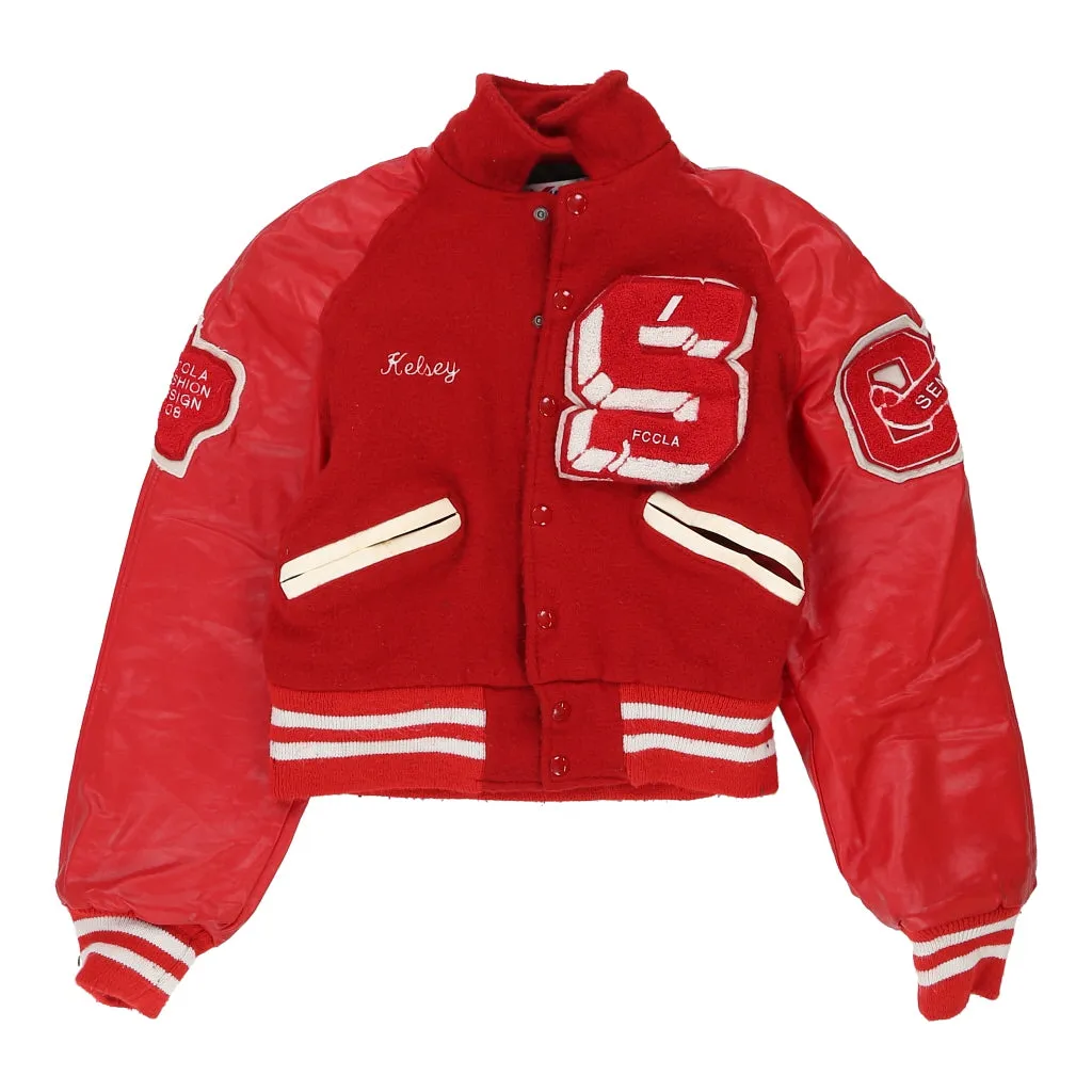 Kelsey, FCCLA 08 Mecca Cropped Varsity Jacket - XS Red Wool Blend