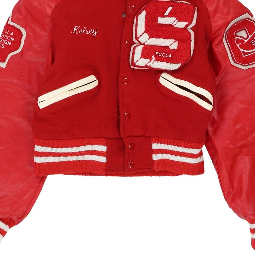 Kelsey, FCCLA 08 Mecca Cropped Varsity Jacket - XS Red Wool Blend