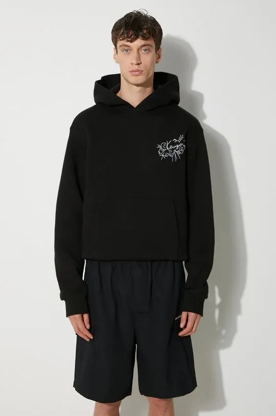 Kenzo cotton sweatshirt Gots Star Tiger Emb Classic men's black color hooded FE65SW2194MB.99J