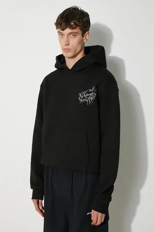 Kenzo cotton sweatshirt Gots Star Tiger Emb Classic men's black color hooded FE65SW2194MB.99J