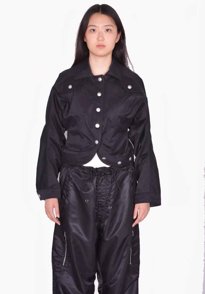 KIKO KOSTADINOV WOMEN KKWSS24J02-17 APOLLINAIRE CROPPED JACKET SABLE BLACK (New Season SS24)