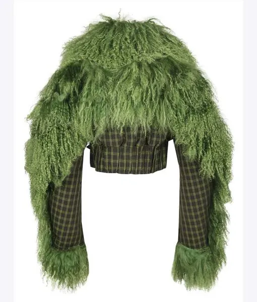 Killing Eve S03 Villanelle (Jodie Comer) Checkered Green Fur Cropped Jacket - TLC