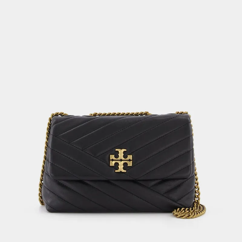 Kira Chevron Small Hobo Bag - Tory Burch -  Black - Leather