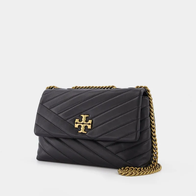 Kira Chevron Small Hobo Bag - Tory Burch -  Black - Leather