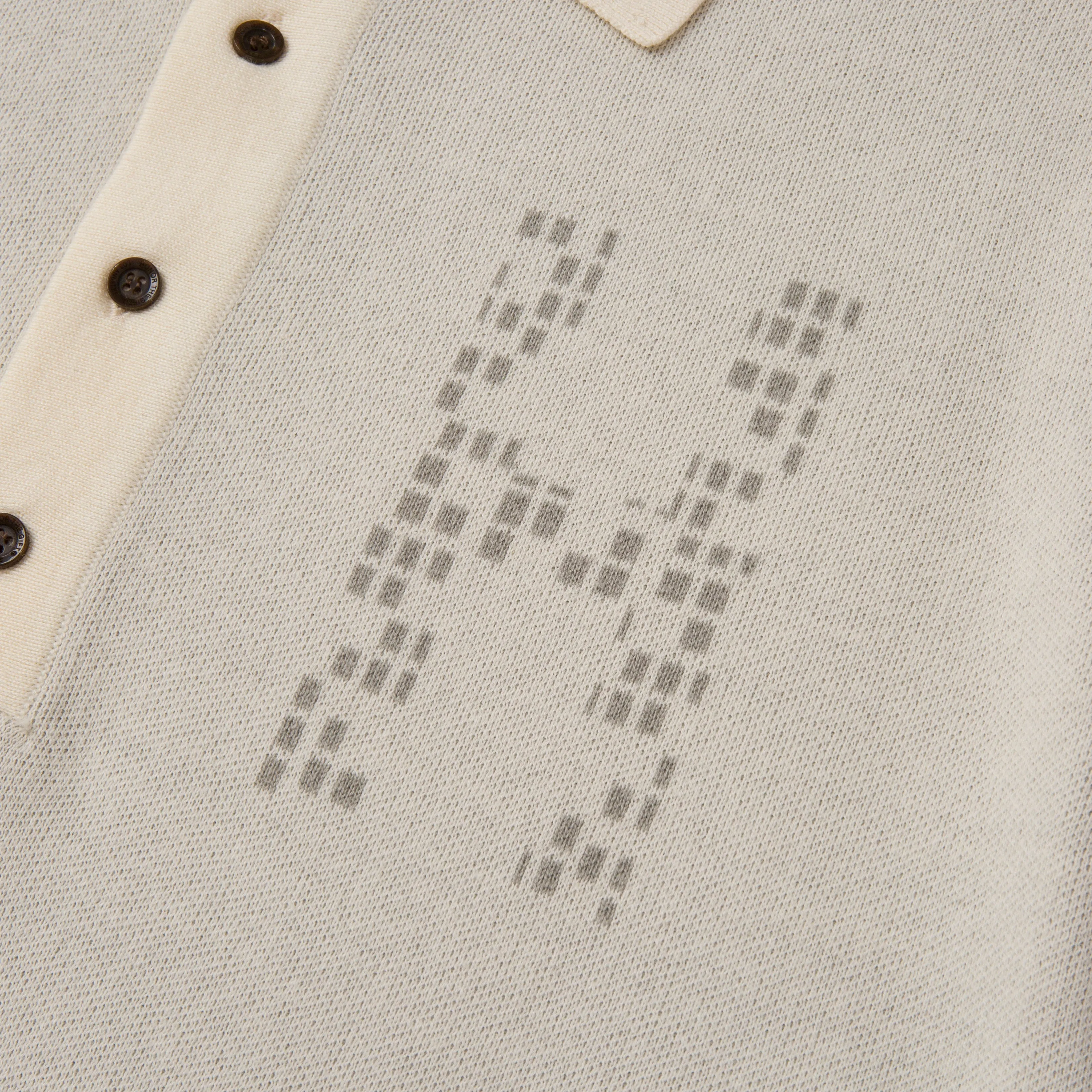 Knit H Pattern Polo - Bone