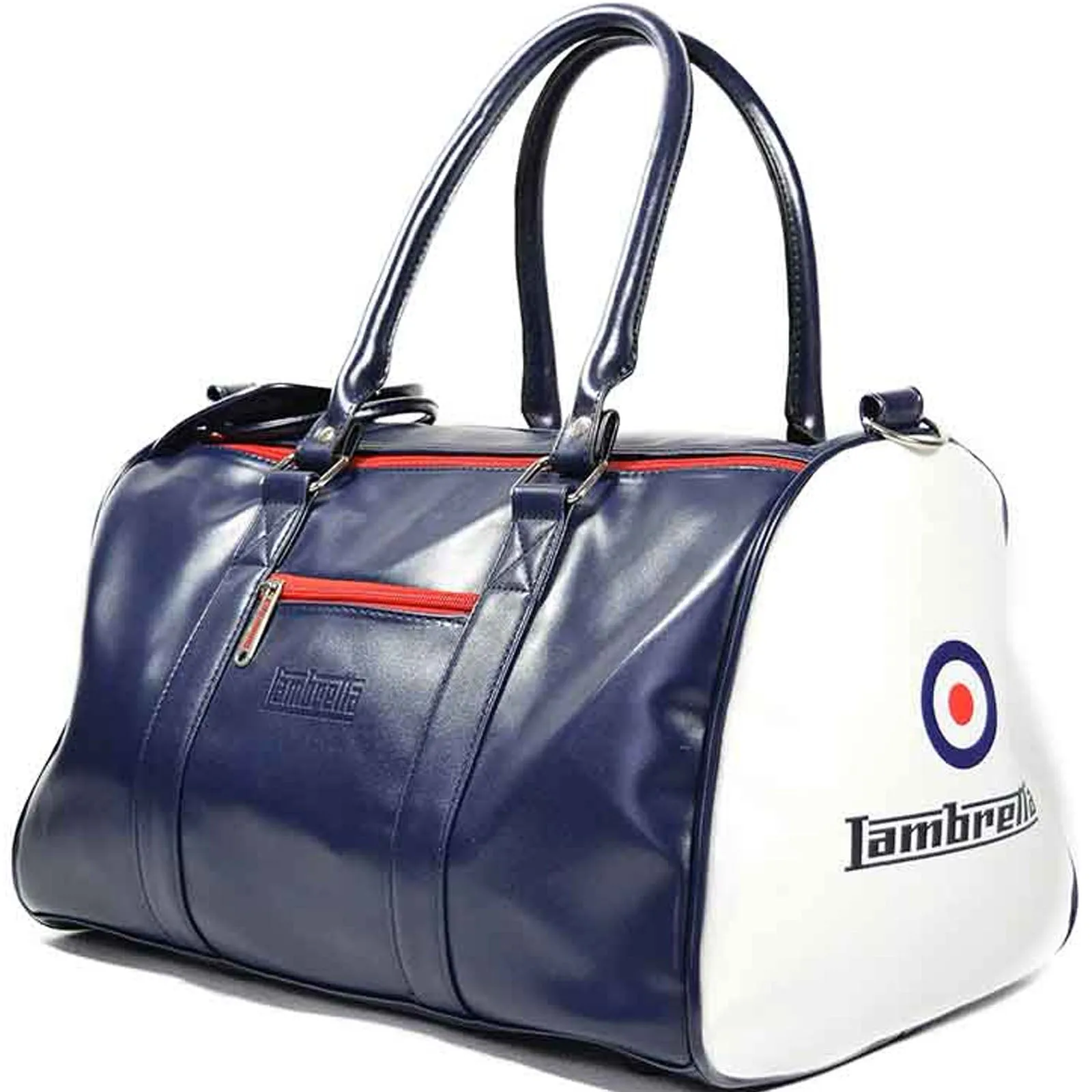 Lambretta Mens Retro Sports Zipped Faux Leather Duffle Bag