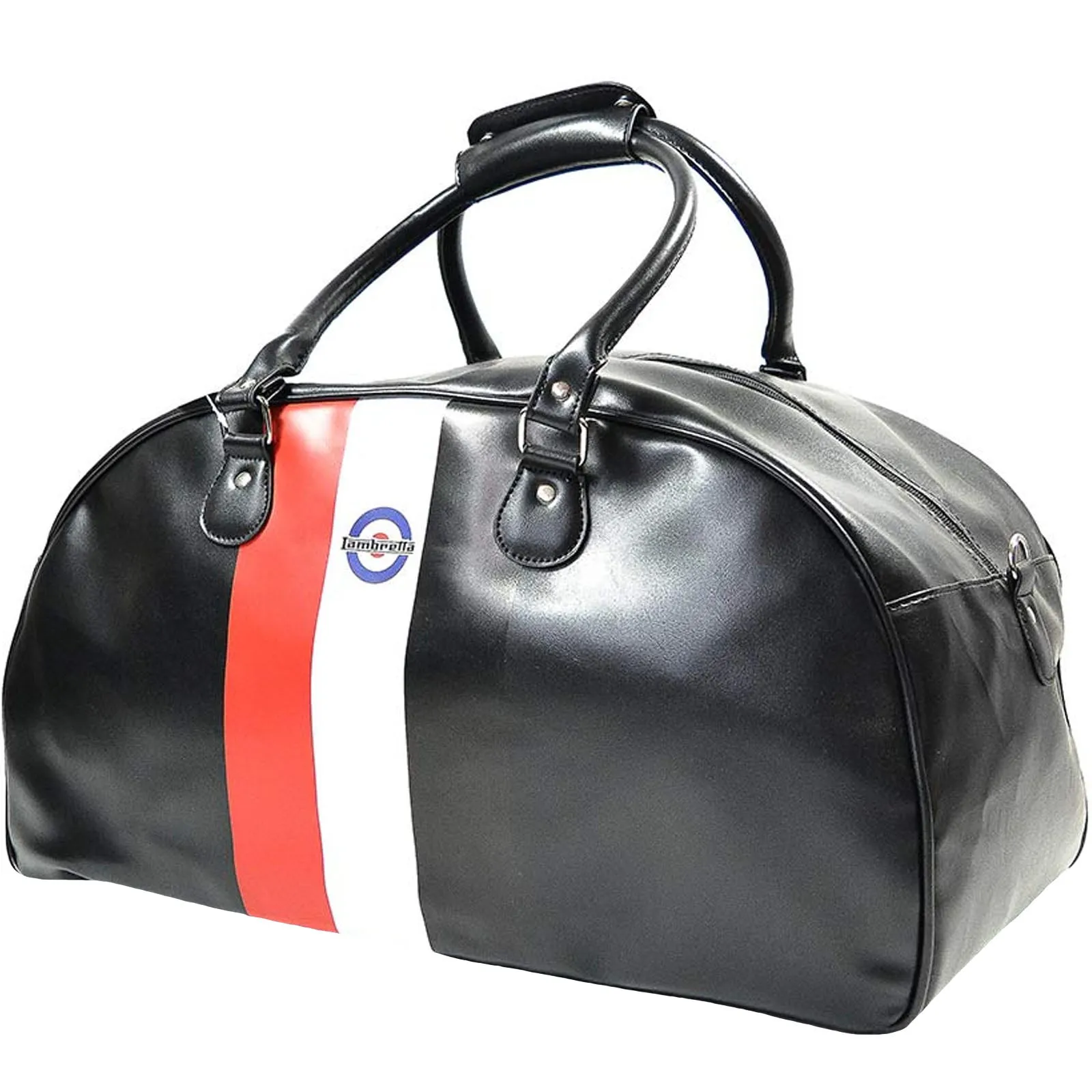 Lambretta Retro Sport Zipped Faux Leather Duffle Bag - Black