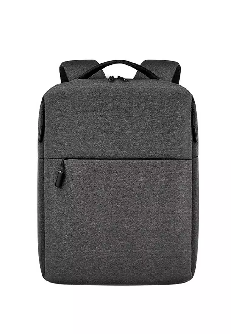 Lara Men's Plain Zipper Laptop Backpack - Dark Grey