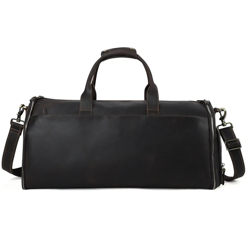 Large Leather Duffle Bag with Shoe Compartment - Horizon Leathers