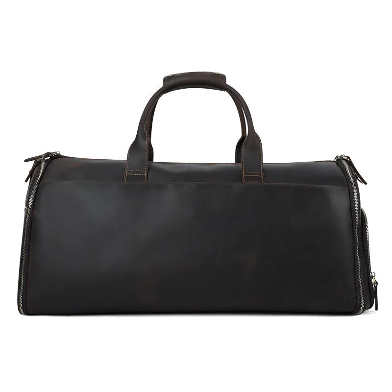 Large Leather Duffle Bag with Shoe Compartment - Horizon Leathers