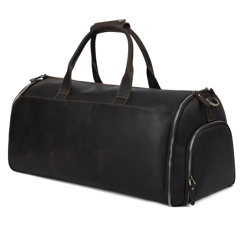 Large Leather Duffle Bag with Shoe Compartment - Horizon Leathers