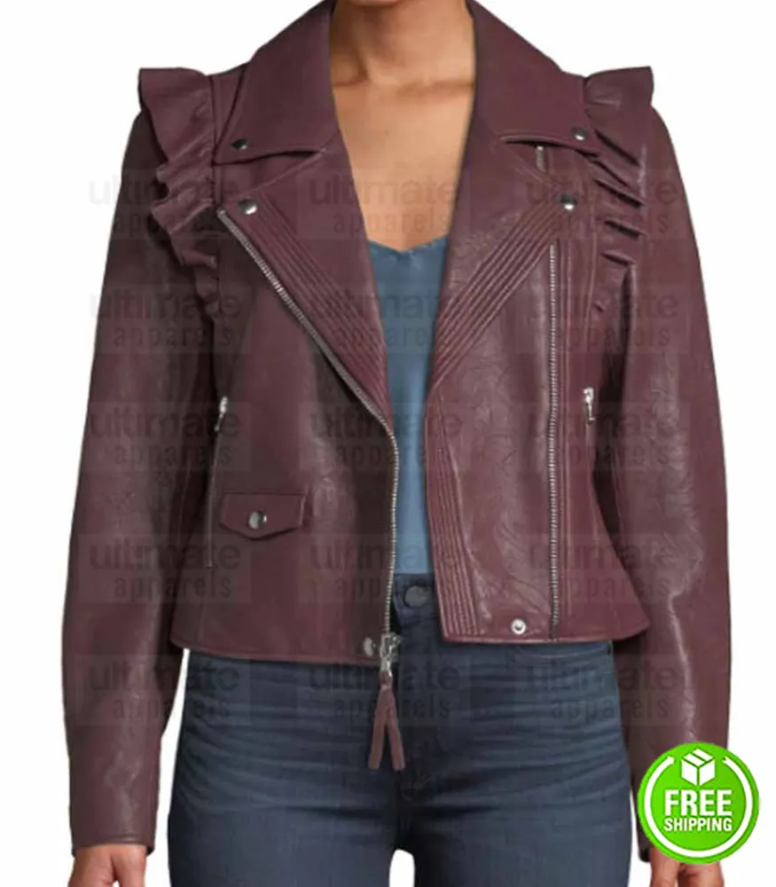 LAST MAN STANDING MOLLY EPHRAIM (MANDY BAXTER) MAROON LEATHER JACKET