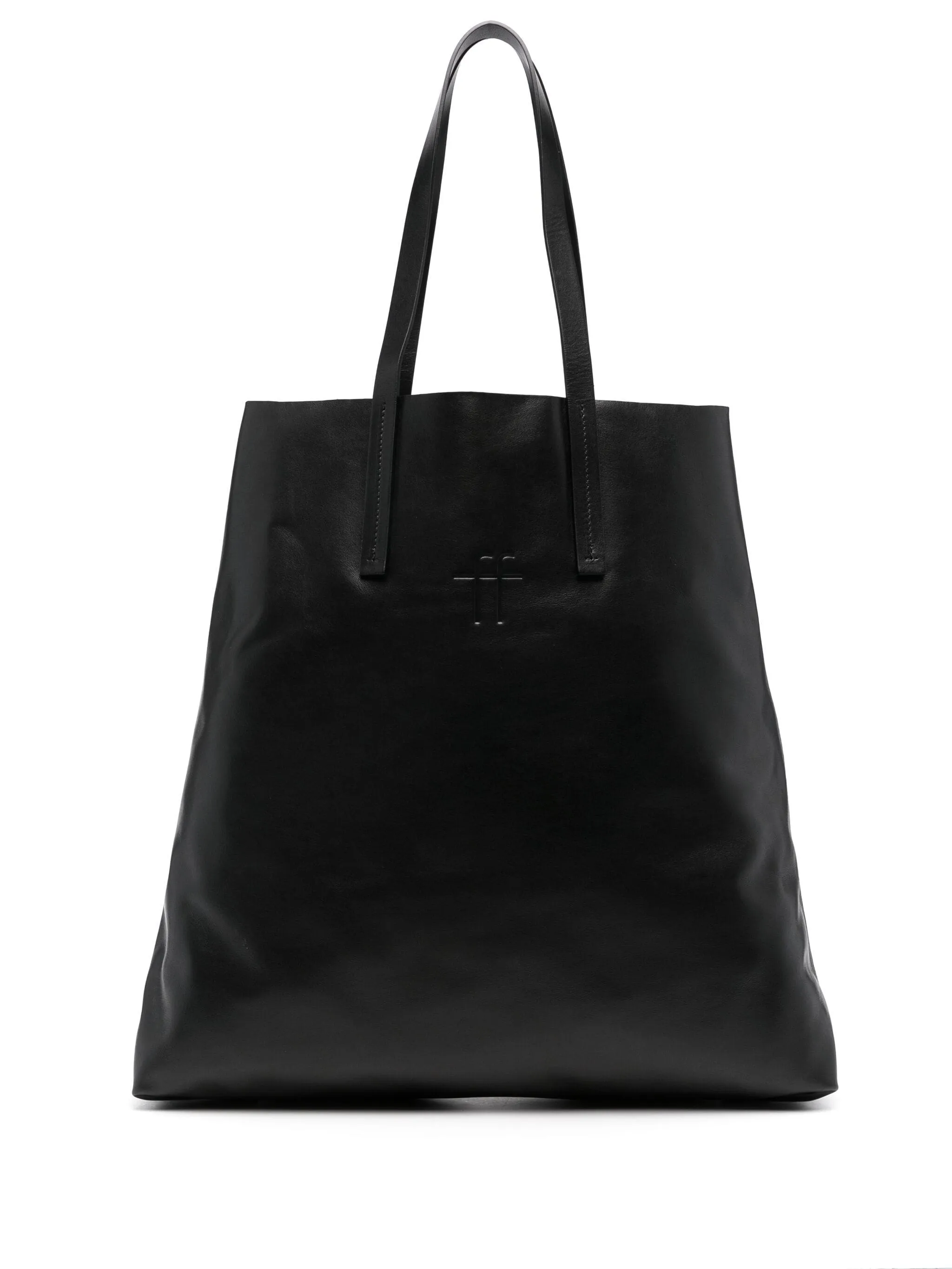 Leather shopper bag, black