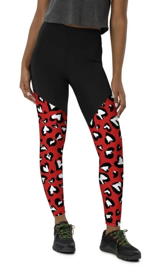 Leopard Hearts Compression Leggings