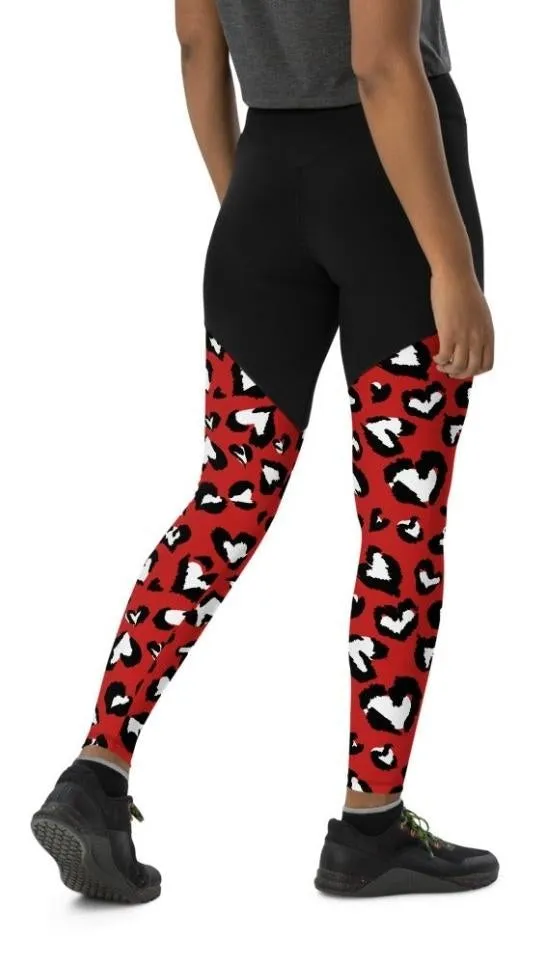 Leopard Hearts Compression Leggings