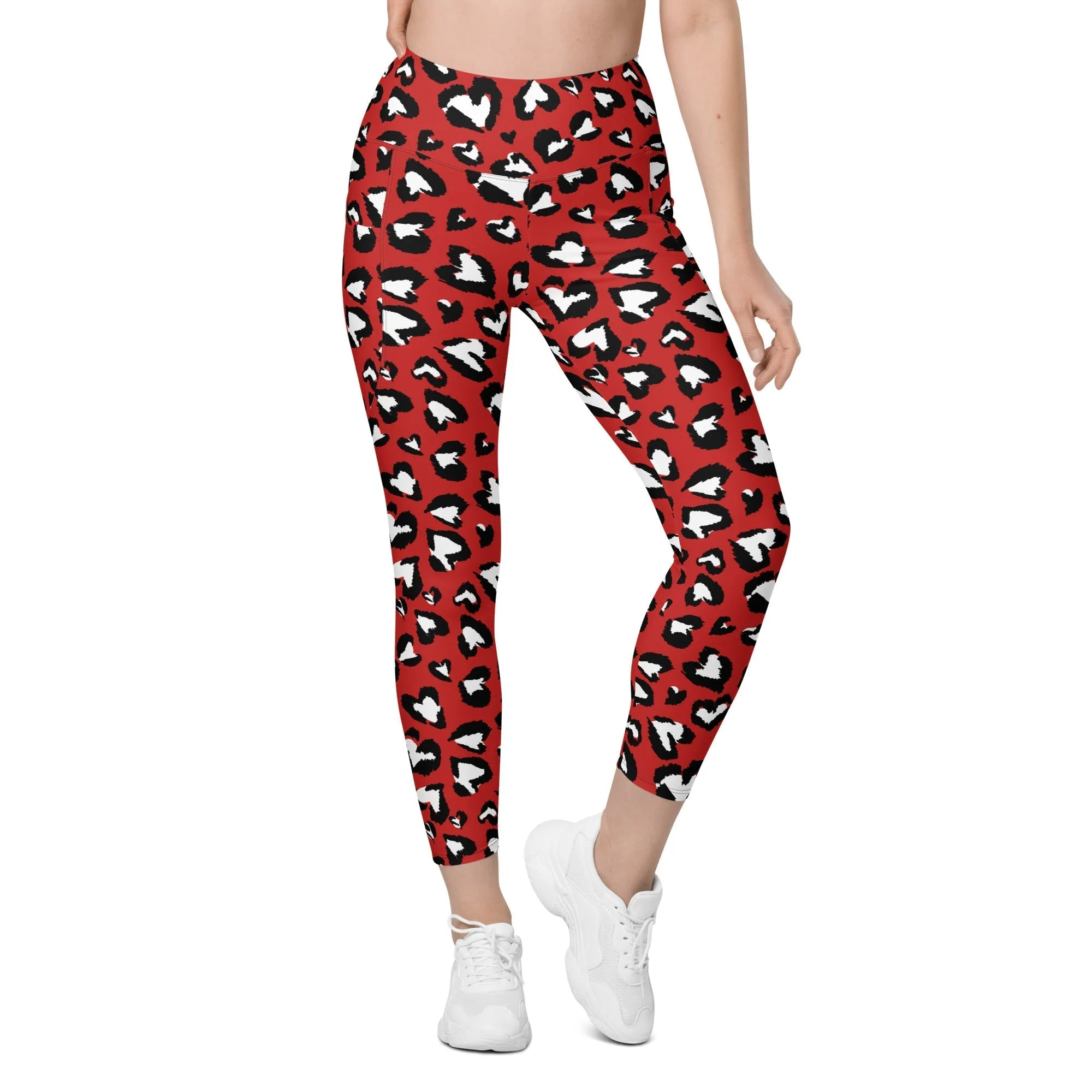 Leopard Hearts Leggings With Pockets