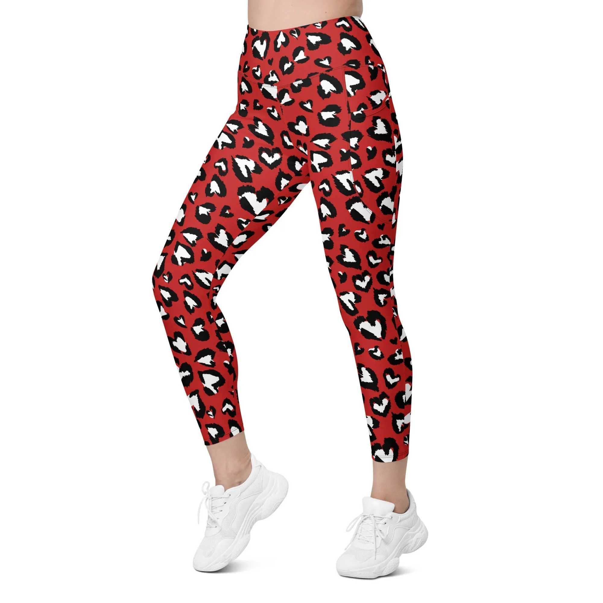 Leopard Hearts Leggings With Pockets