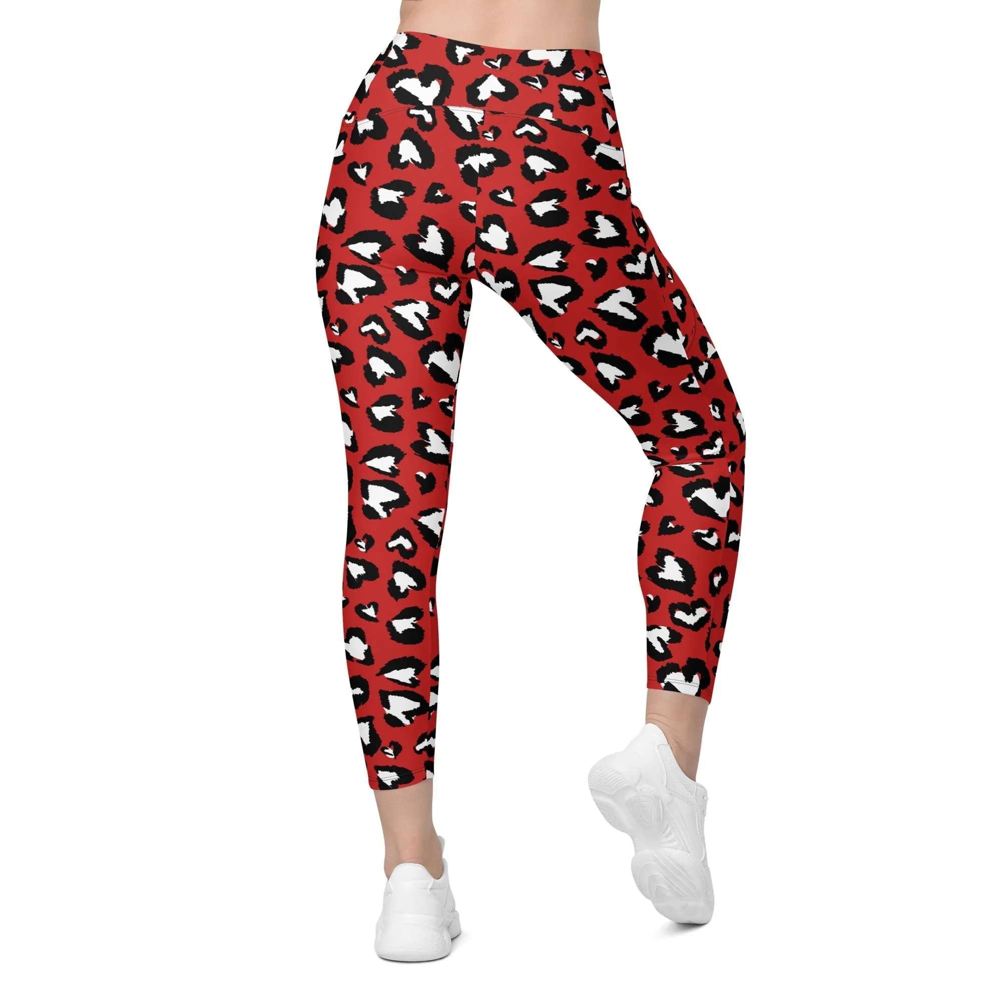 Leopard Hearts Leggings With Pockets