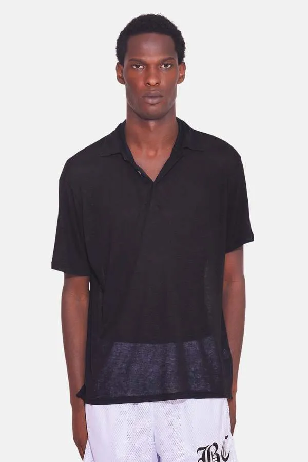 Linen Polo - Black