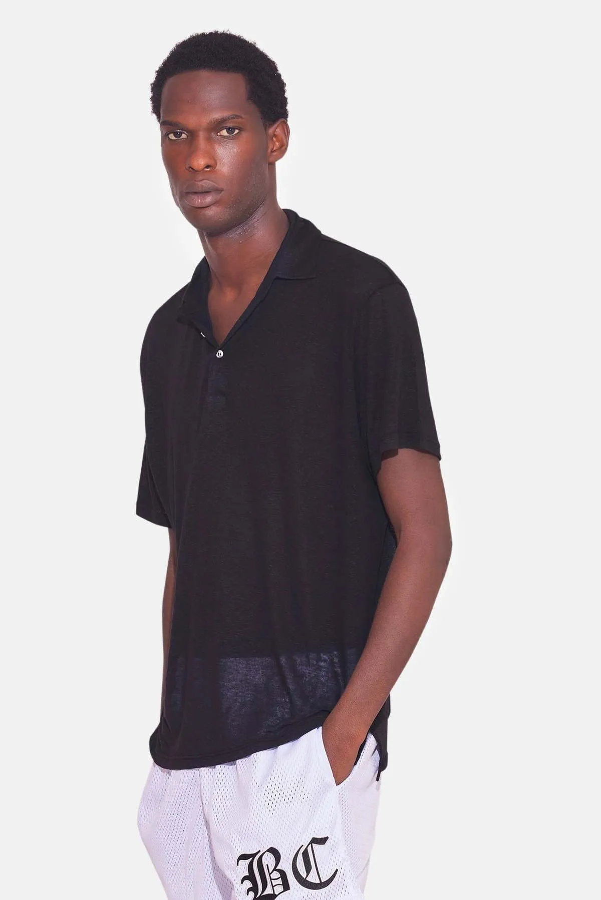 Linen Polo - Black