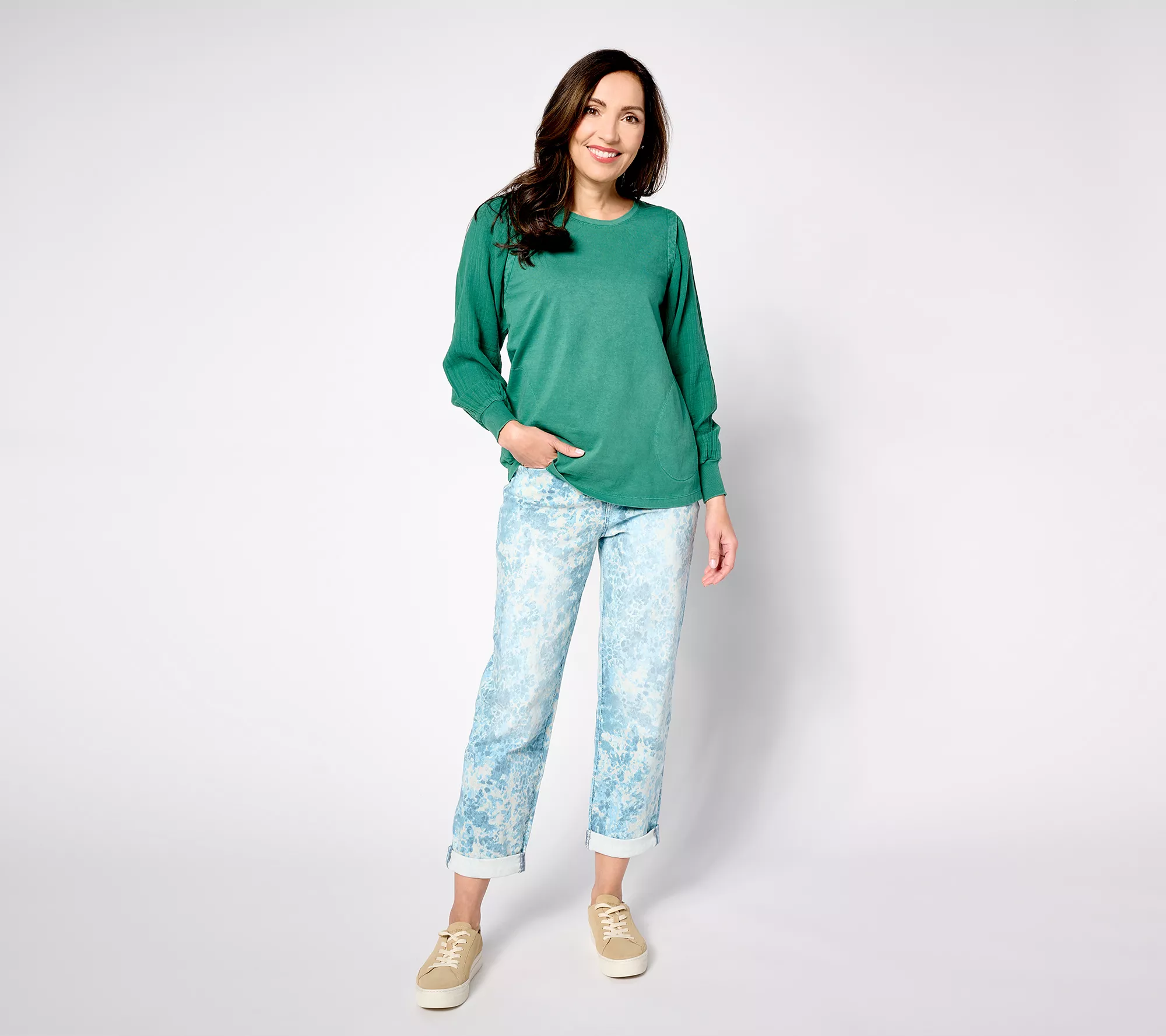 LOGO by Lori Goldstein Tall Printed Boyfriend Jeans