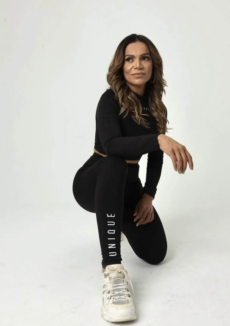 Long Sleeve Crop & Leggings Gym Set