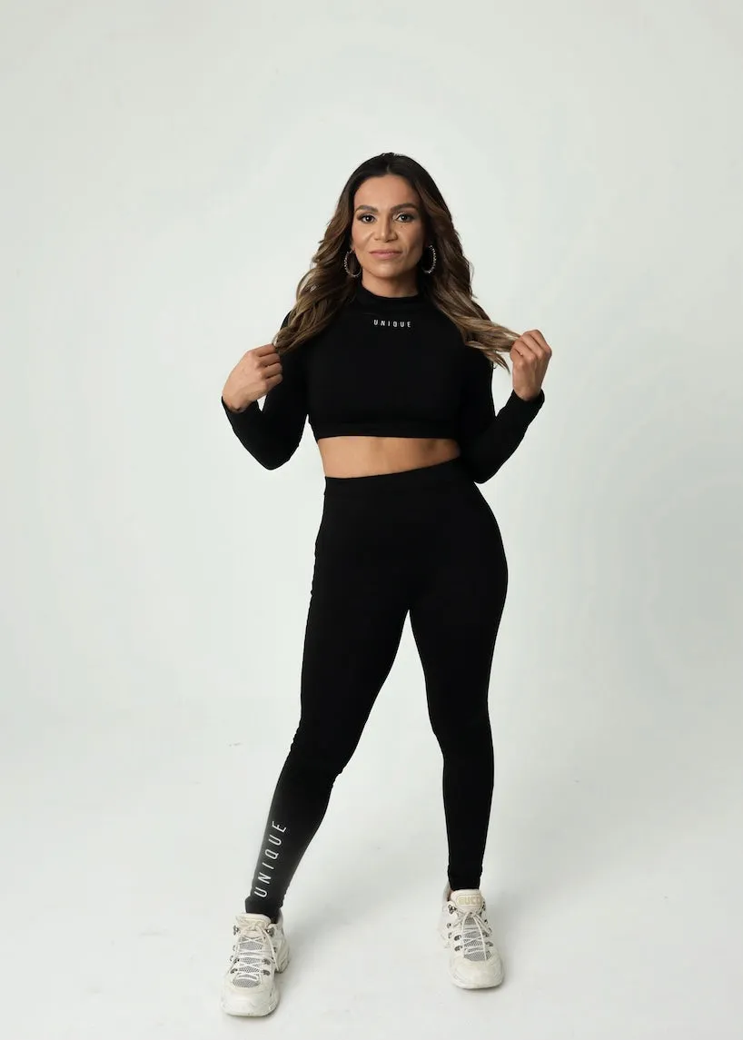 Long Sleeve Crop & Leggings Gym Set