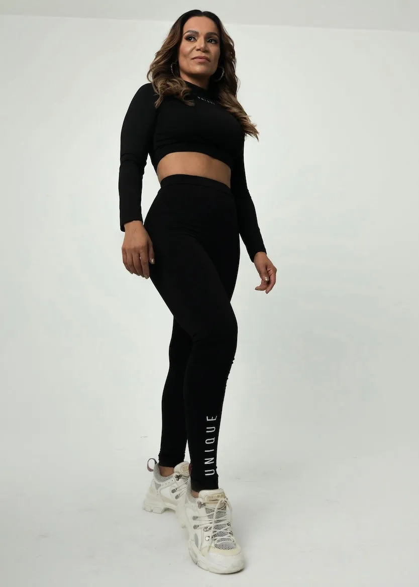 Long Sleeve Crop & Leggings Gym Set