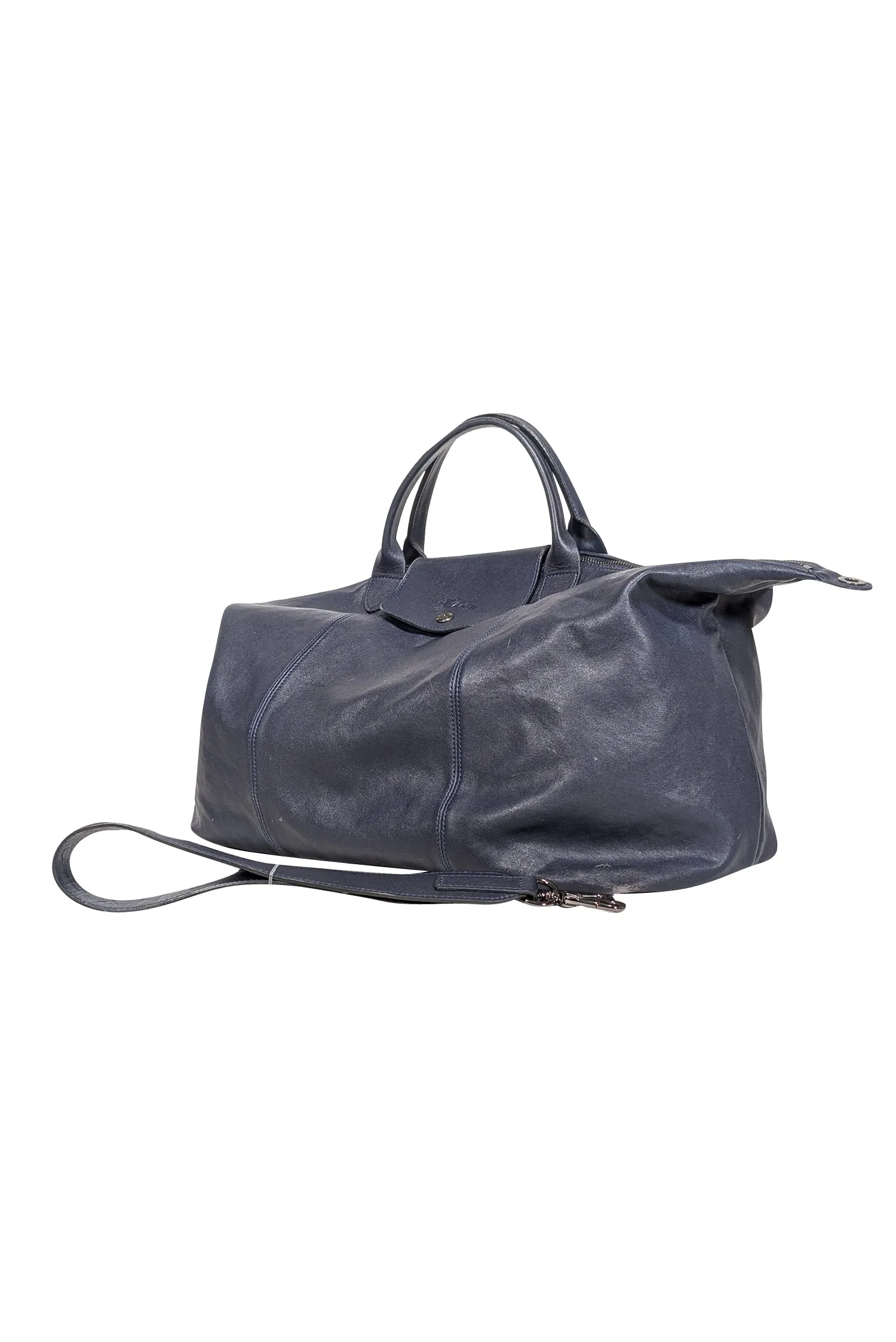 Longchamp - Navy Leather Duffle Bag