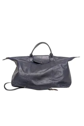 Longchamp - Navy Leather Duffle Bag