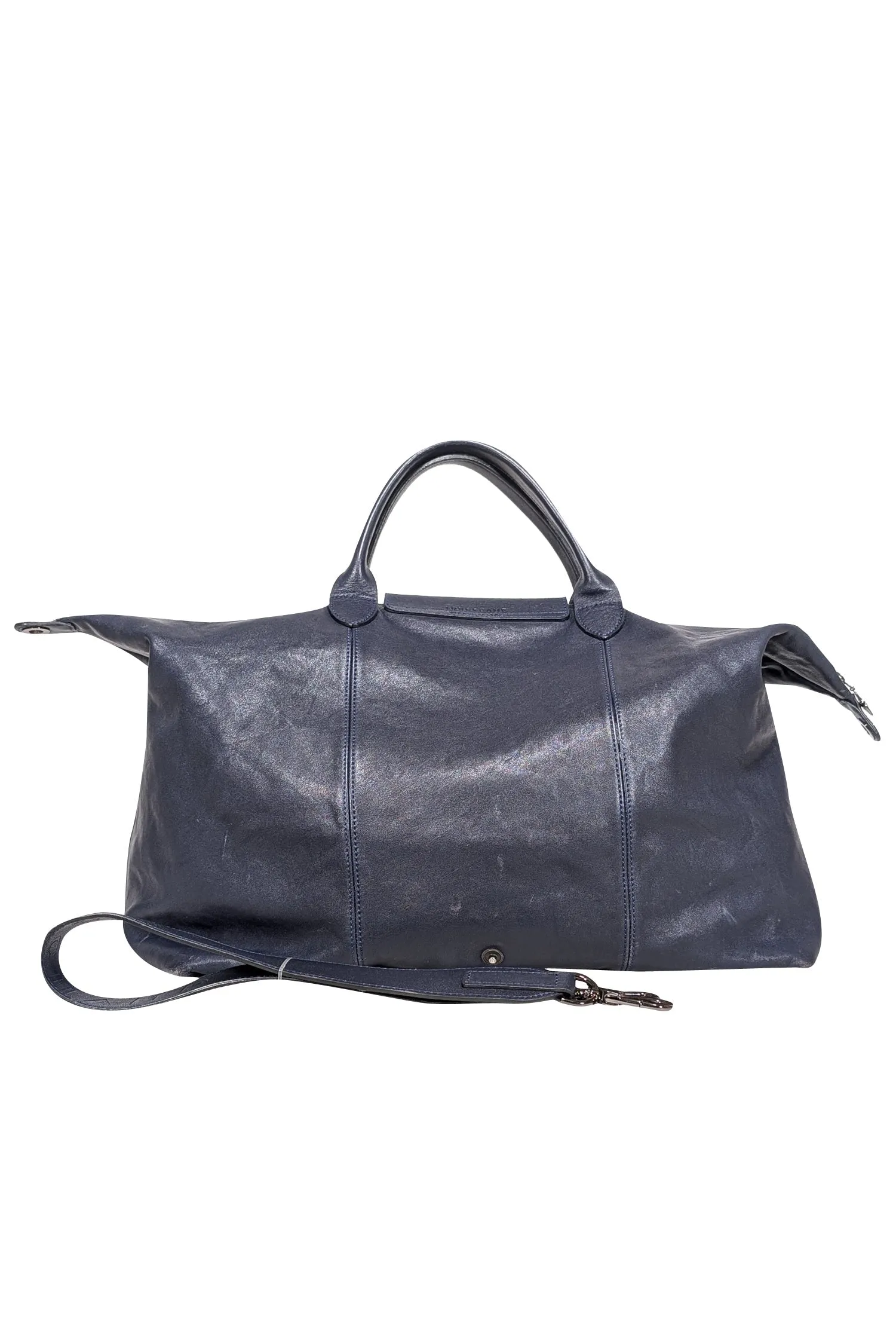 Longchamp - Navy Leather Duffle Bag