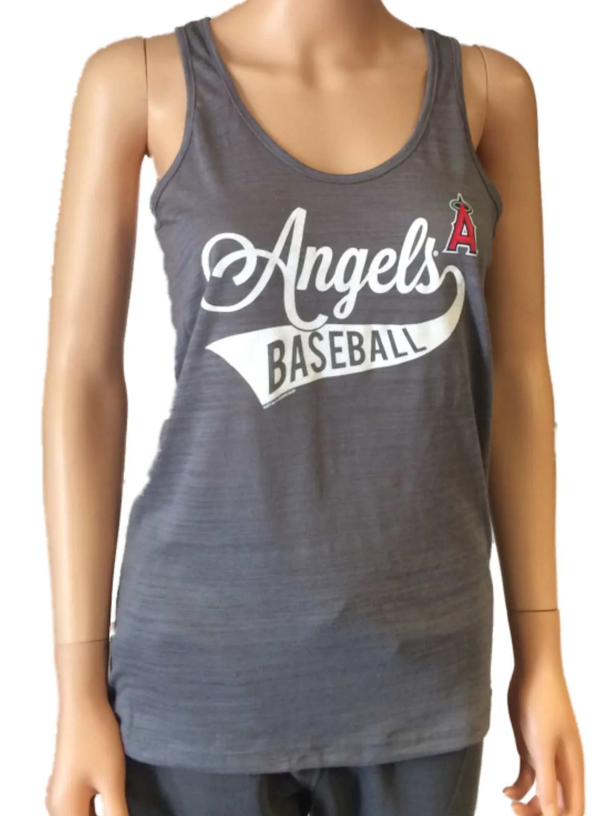 Los Angeles Angels SAAG Women Gray Racerback Sleeveless Tri-Blend Tank Top