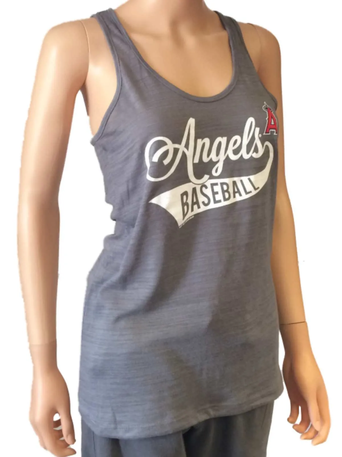 Los Angeles Angels SAAG Women Gray Racerback Sleeveless Tri-Blend Tank Top