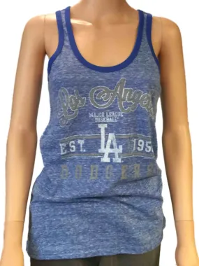 Los Angeles Dodgers SAAG Women Blue Racerback Sleeveless Shadow Tank Top